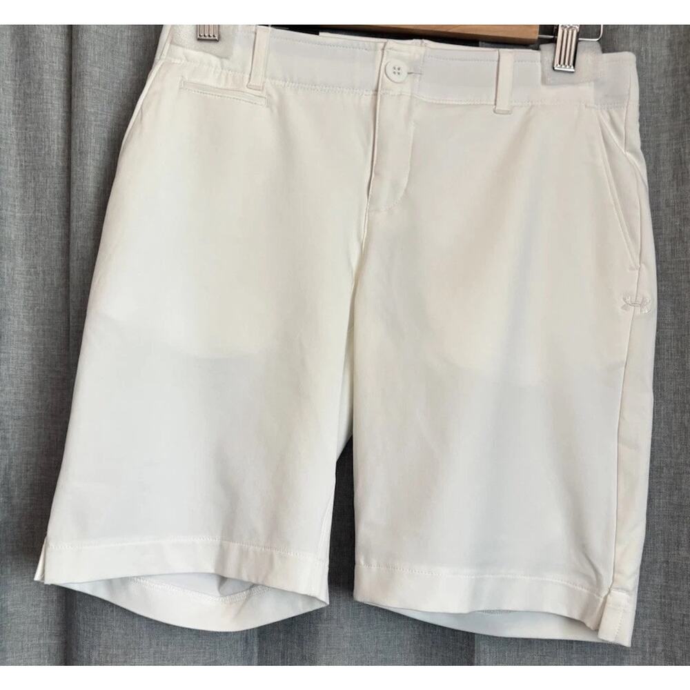 Under Armour Women's White Golf Fitted 9" Shorts Size 2 NWT UPF 30